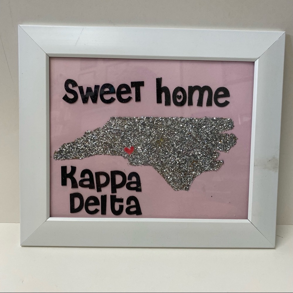 Kappa Delta Sorority North Carolina Framed Sign Glitter